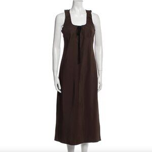 CIAO LUCIA Brown Square Neckline Midi Length Dress Size Large